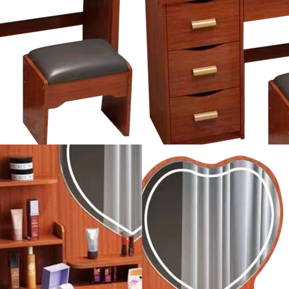 LIVARA 70/80/100CM Length Heart-shaped Mirror Dressing Table With Stool