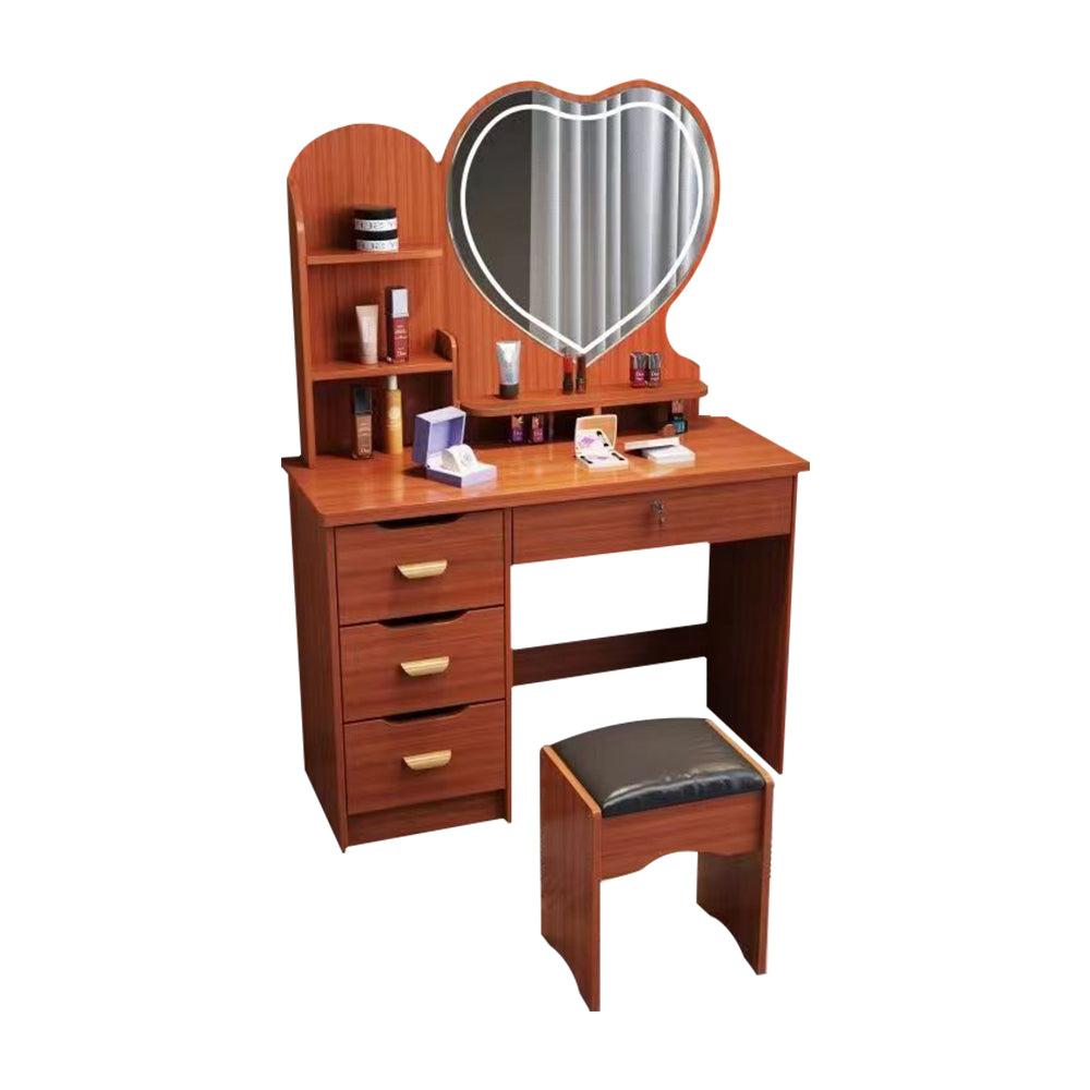 LIVARA 70/80/100CM Length Heart-shaped Mirror Dressing Table With Stool