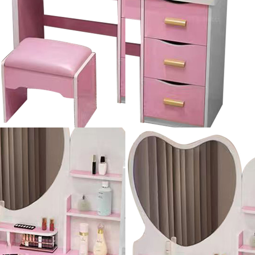 LIVARA 70/80/100CM Length Heart-shaped Mirror Dressing Table With Stool