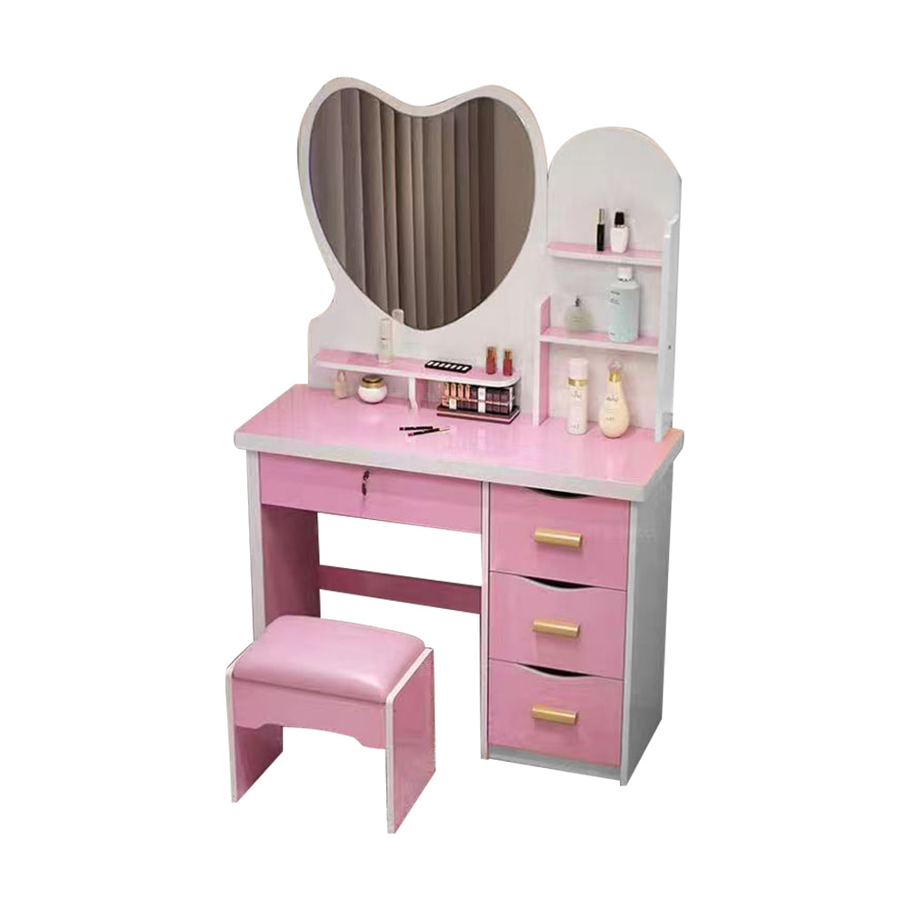 LIVARA 70/80/100CM Length Heart-shaped Mirror Dressing Table With Stool