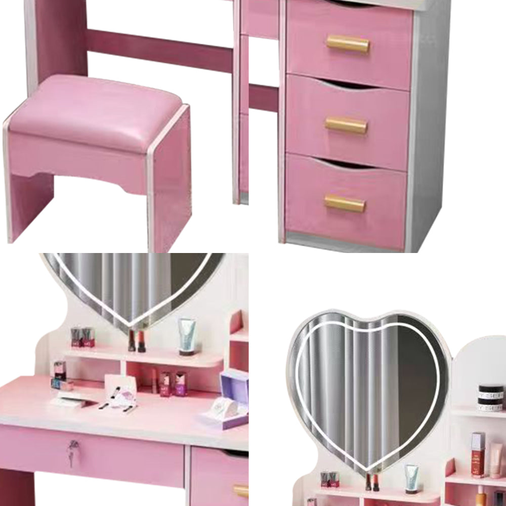 LIVARA 70/80/100CM Length Heart-shaped Mirror Dressing Table With Stool