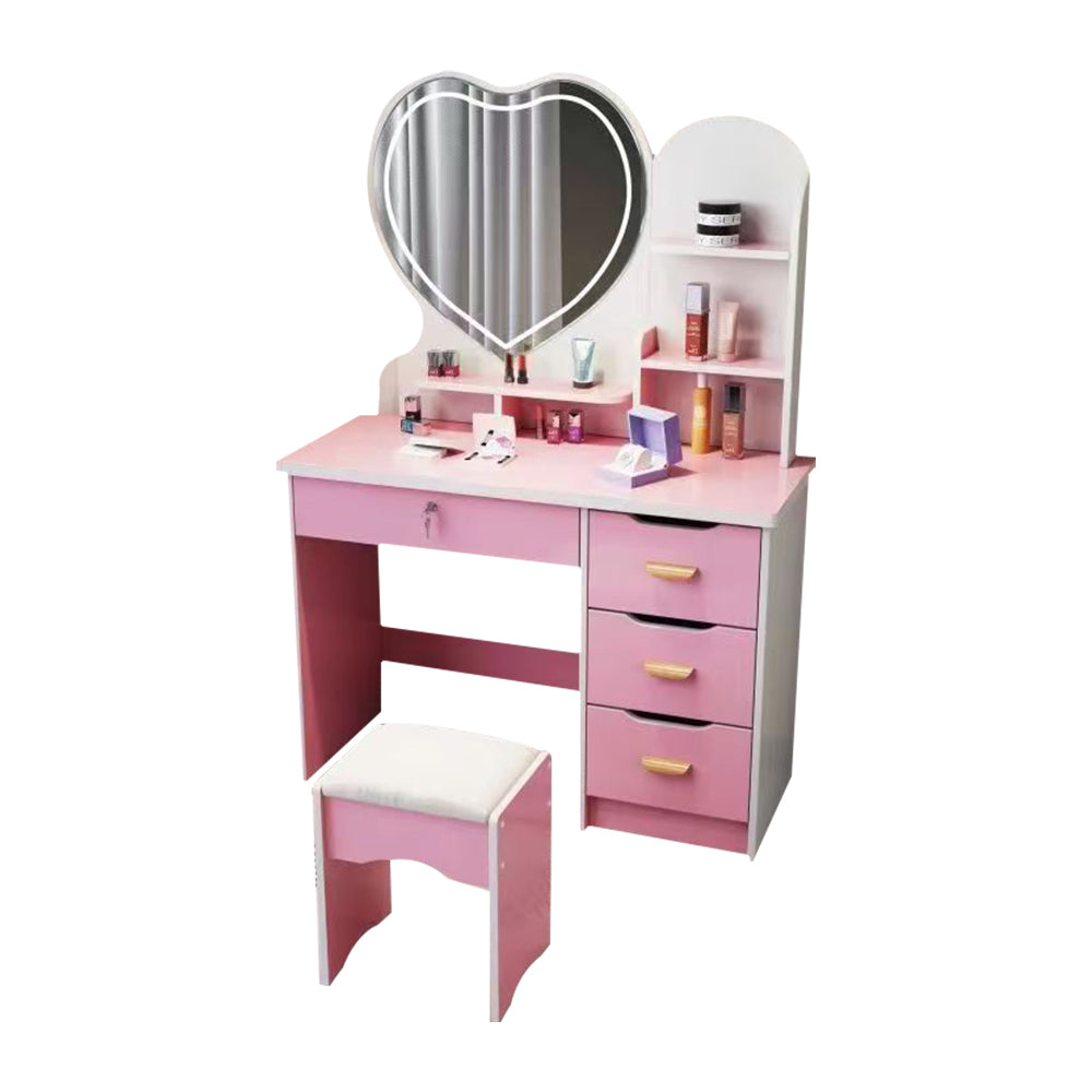 LIVARA 70/80/100CM Length Heart-shaped Mirror Dressing Table With Stool