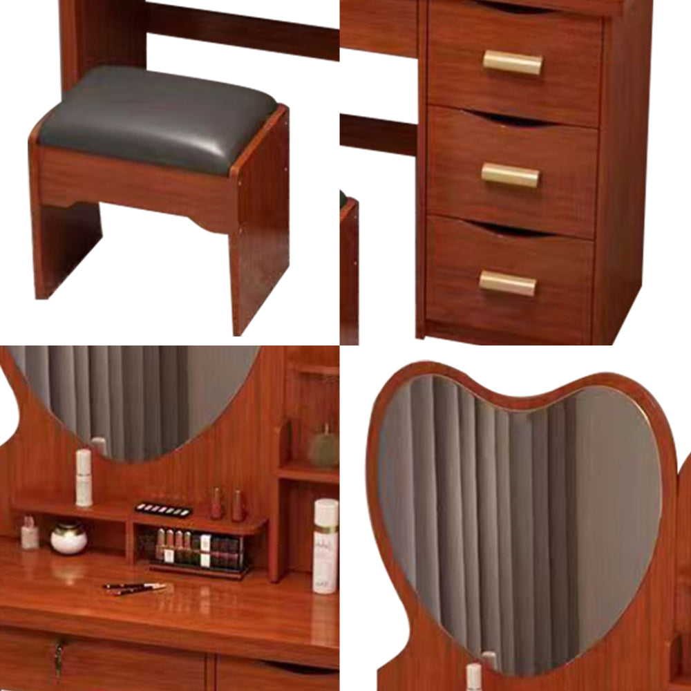 LIVARA 70/80/100CM Length Heart-shaped Mirror Dressing Table With Stool