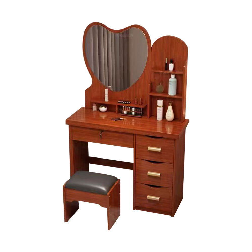 LIVARA 70/80/100CM Length Heart-shaped Mirror Dressing Table With Stool