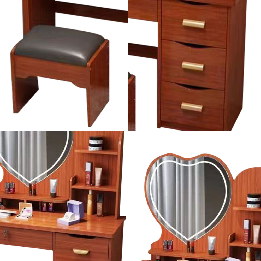 LIVARA 70/80/100CM Length Heart-shaped Mirror Dressing Table With Stool