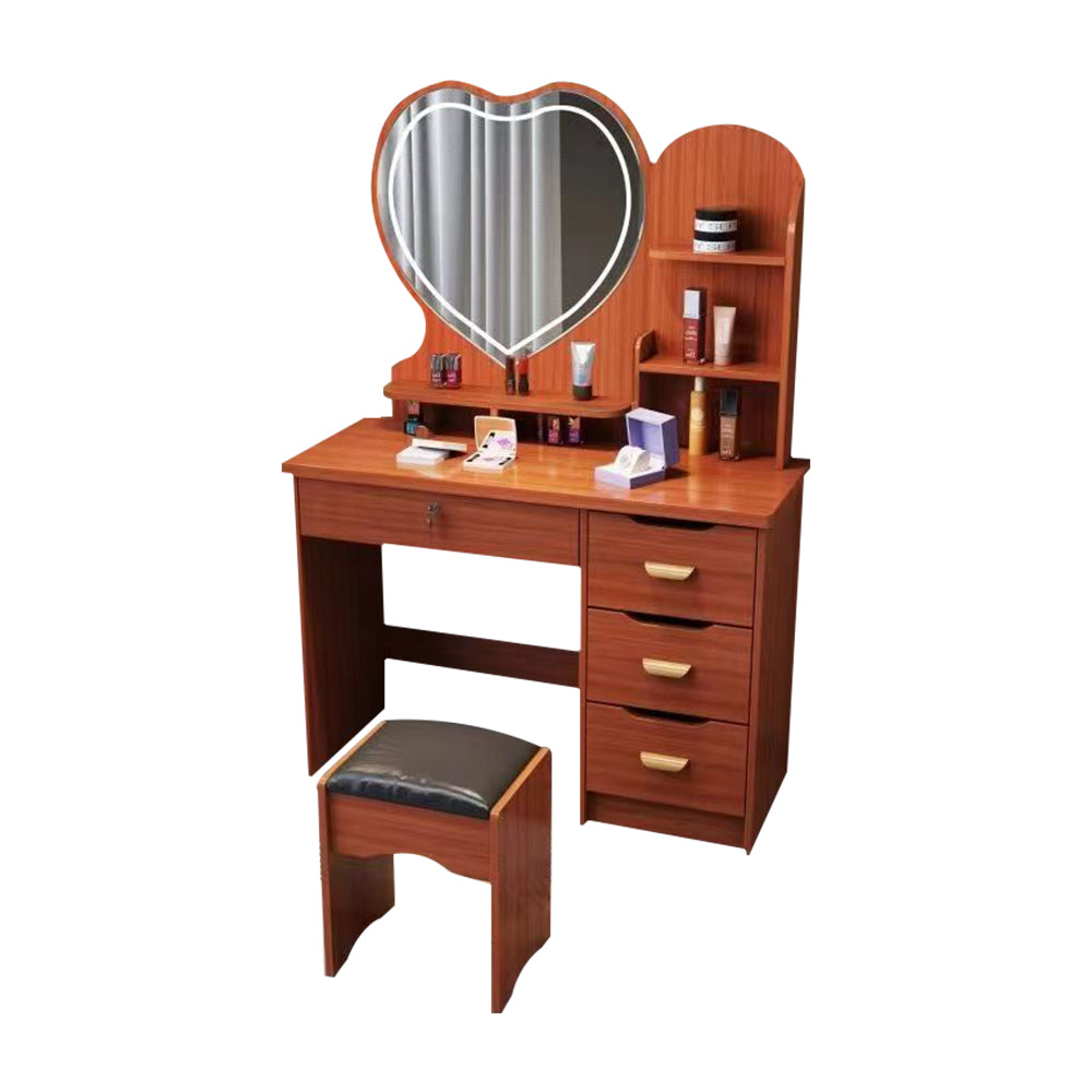 LIVARA 70/80/100CM Length Heart-shaped Mirror Dressing Table With Stool