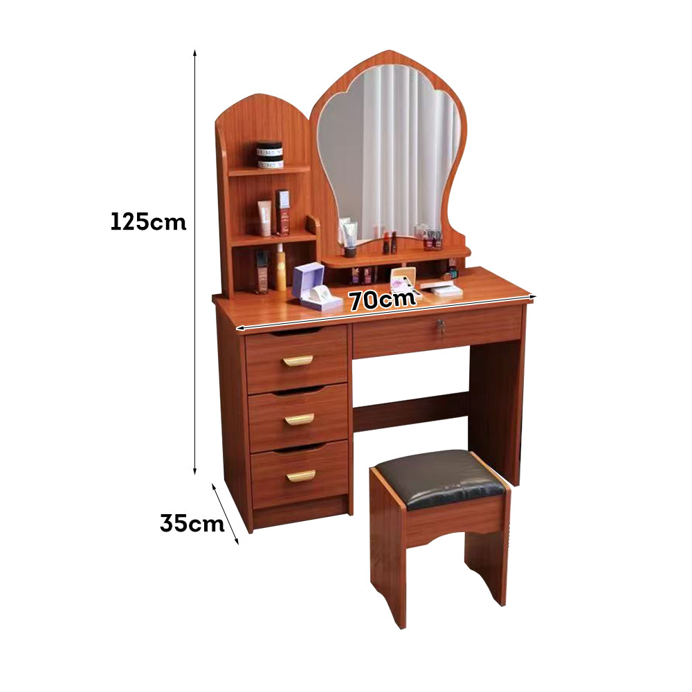 LIVARA 70-80CM Length Princess-Style Large Mirror Dressing Table With Stool