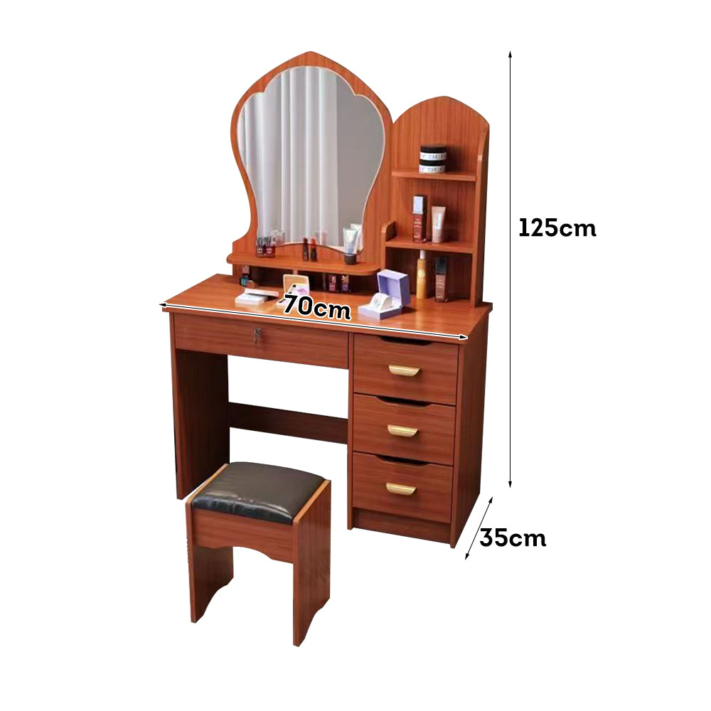 LIVARA 70-80CM Length Princess-Style Large Mirror Dressing Table With Stool