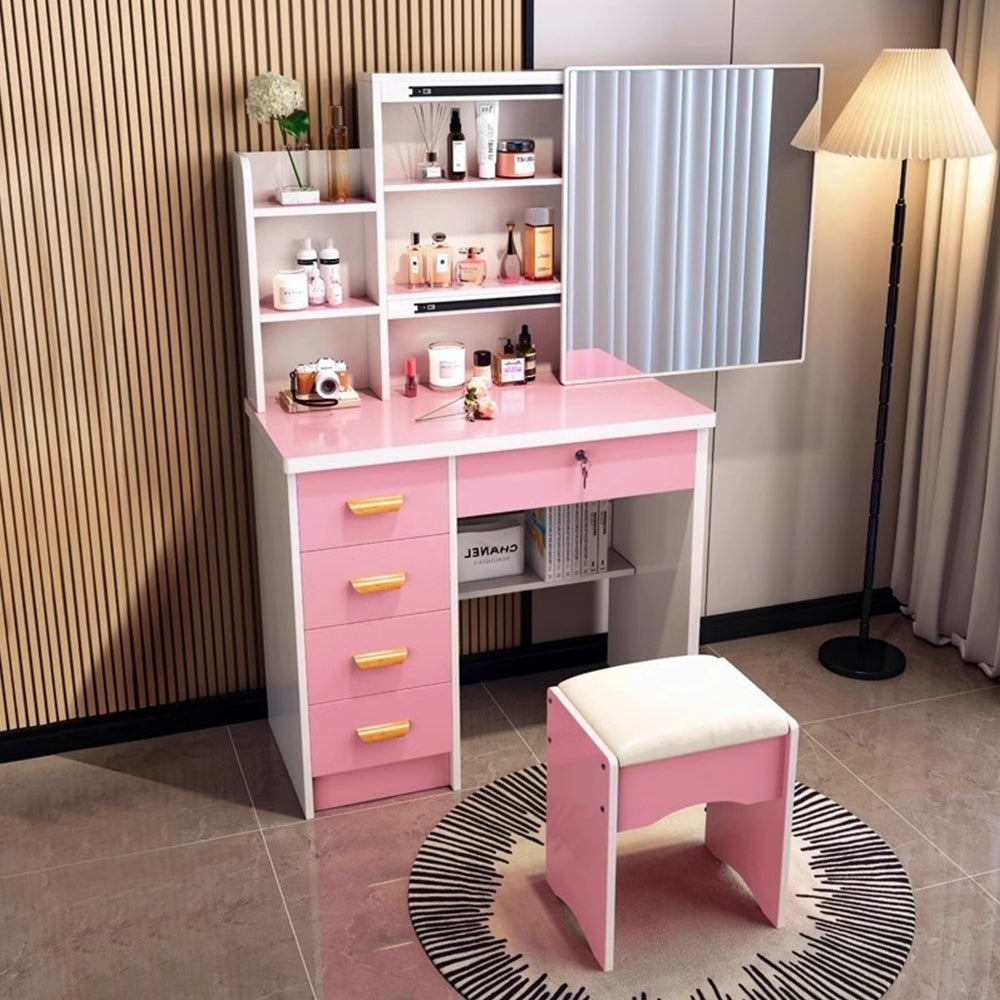 LIVARA 198 80CM Length Sliding Large Mirror Dressing Table With Stool Or LED Light