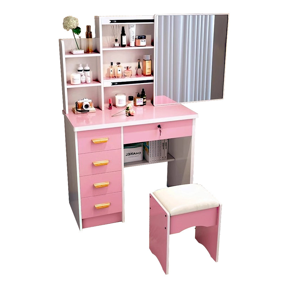 LIVARA 198 80CM Length Sliding Large Mirror Dressing Table With Stool Or LED Light