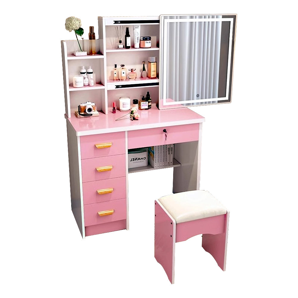 LIVARA 198 80CM Length Sliding Large Mirror Dressing Table With Stool Or LED Light