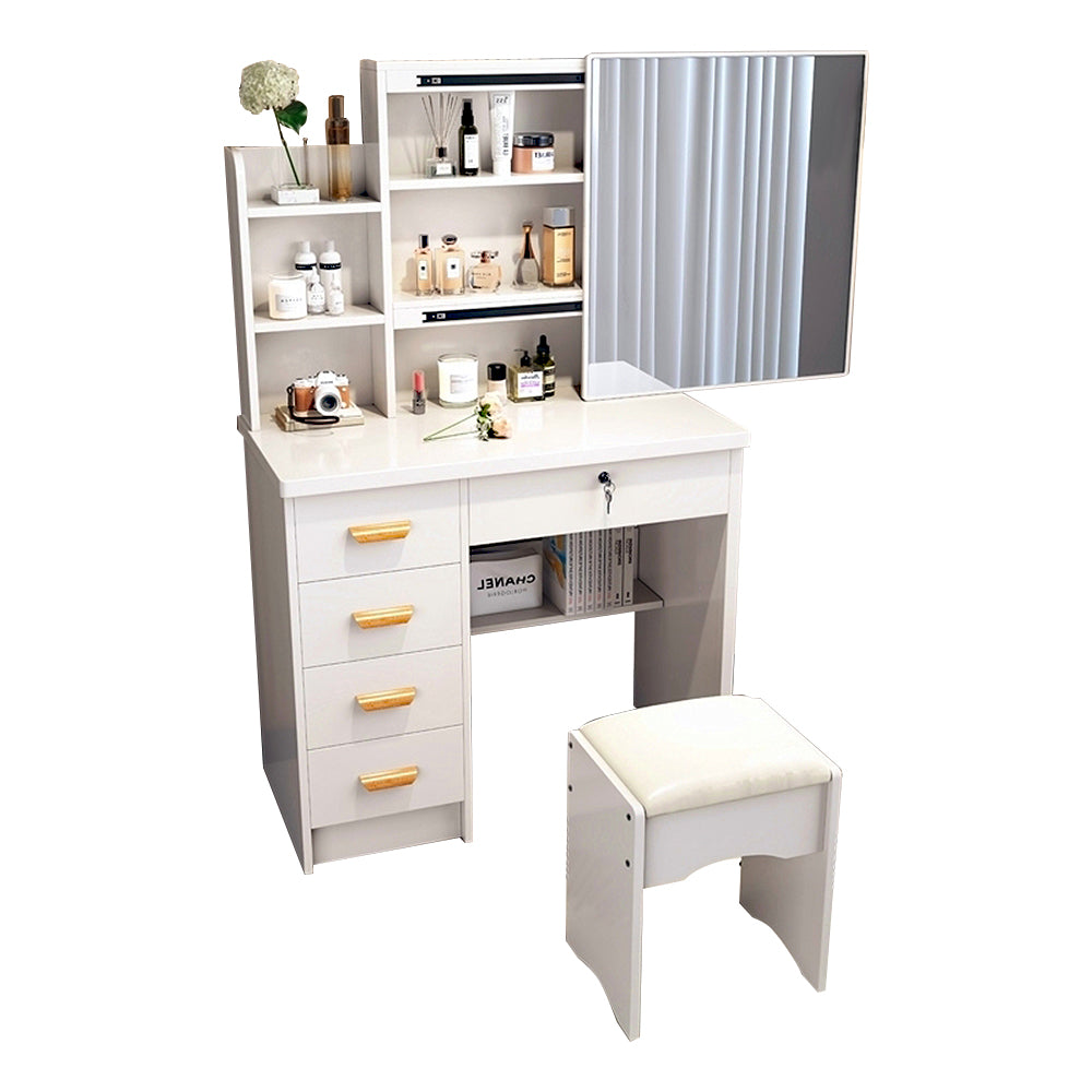 LIVARA 198 80CM Length Sliding Large Mirror Dressing Table With Stool Or LED Light