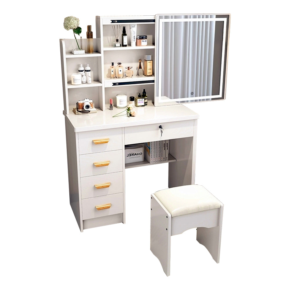 LIVARA 198 80CM Length Sliding Large Mirror Dressing Table With Stool Or LED Light