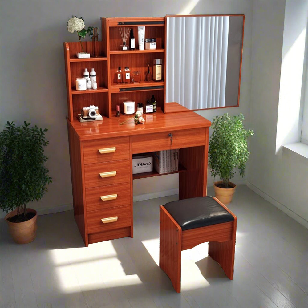 LIVARA 198 80CM Length Sliding Large Mirror Dressing Table With Stool Or LED Light