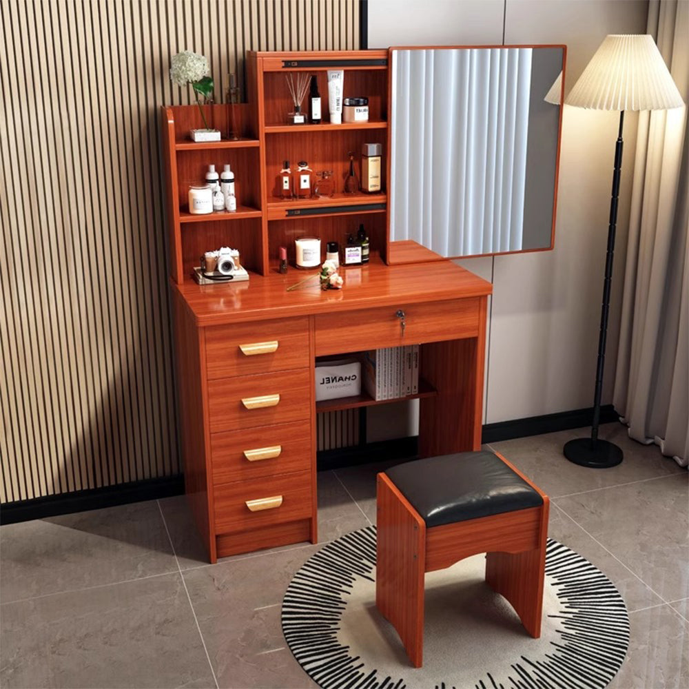 LIVARA 198 80CM Length Sliding Large Mirror Dressing Table With Stool Or LED Light