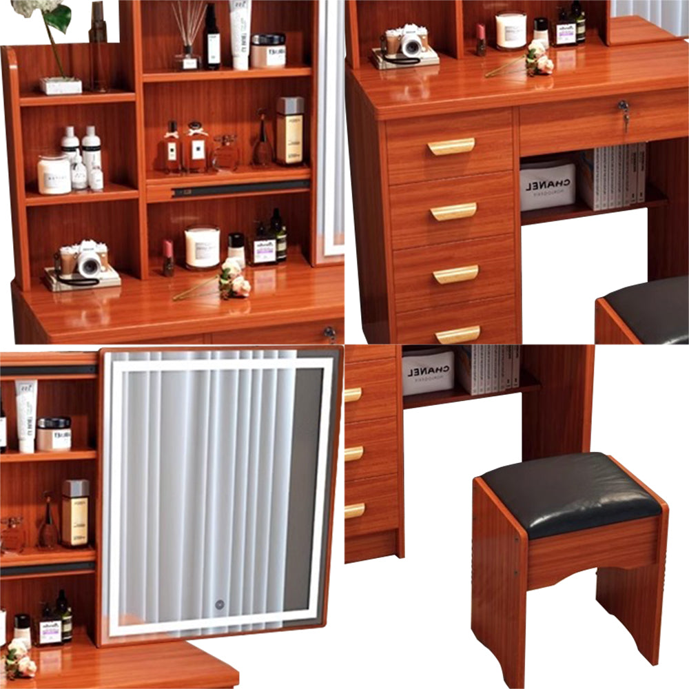 LIVARA 198 80CM Length Sliding Large Mirror Dressing Table With Stool Or LED Light