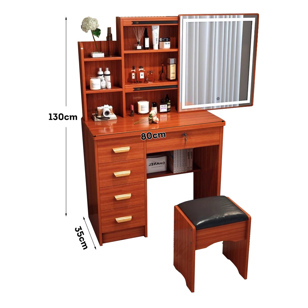 LIVARA 198 80CM Length Sliding Large Mirror Dressing Table With Stool Or LED Light