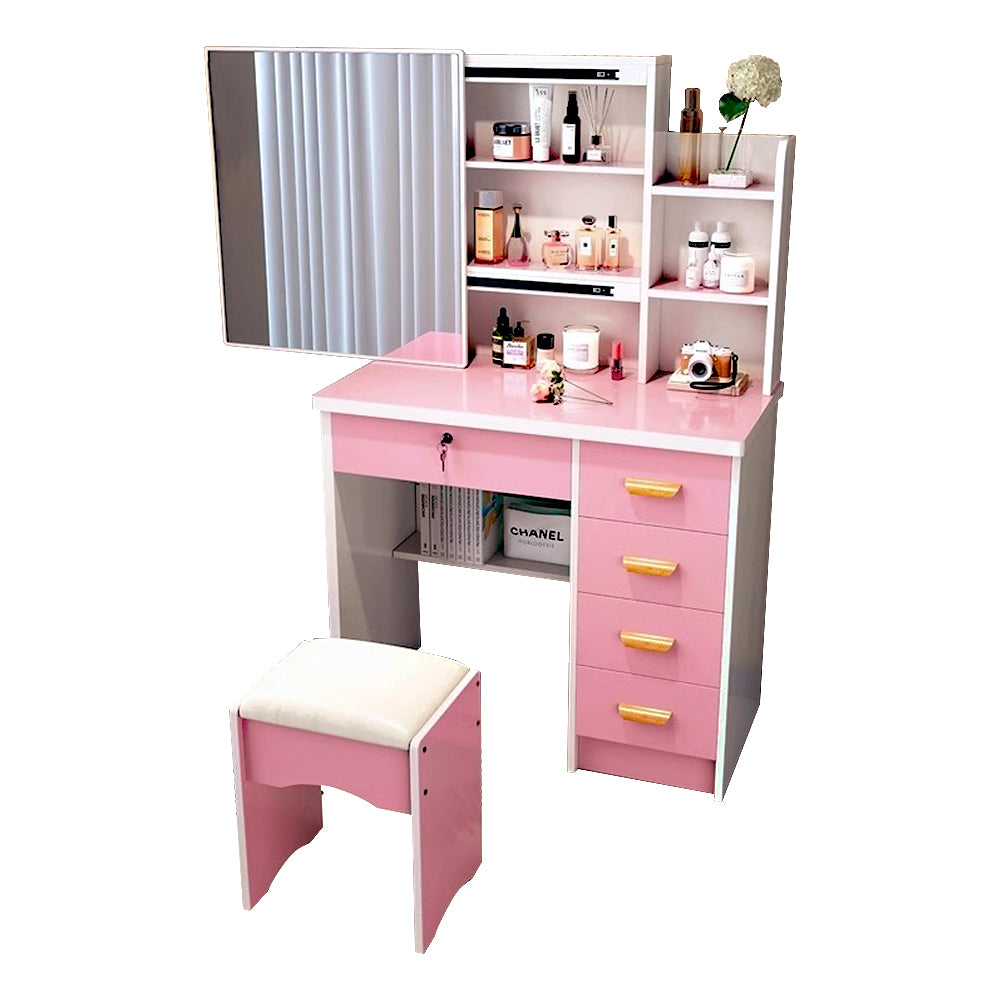 LIVARA 198 80CM Length Sliding Large Mirror Dressing Table With Stool Or LED Light