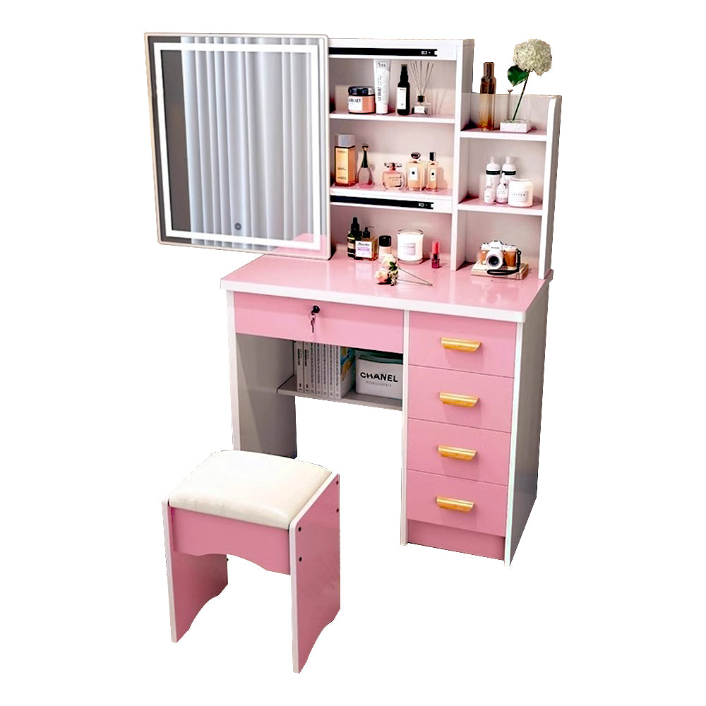 LIVARA 198 80CM Length Sliding Large Mirror Dressing Table With Stool Or LED Light