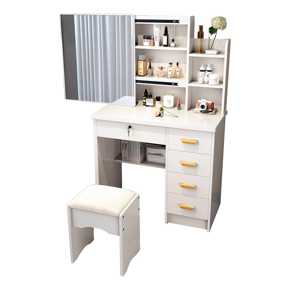 LIVARA 198 80CM Length Sliding Large Mirror Dressing Table With Stool Or LED Light
