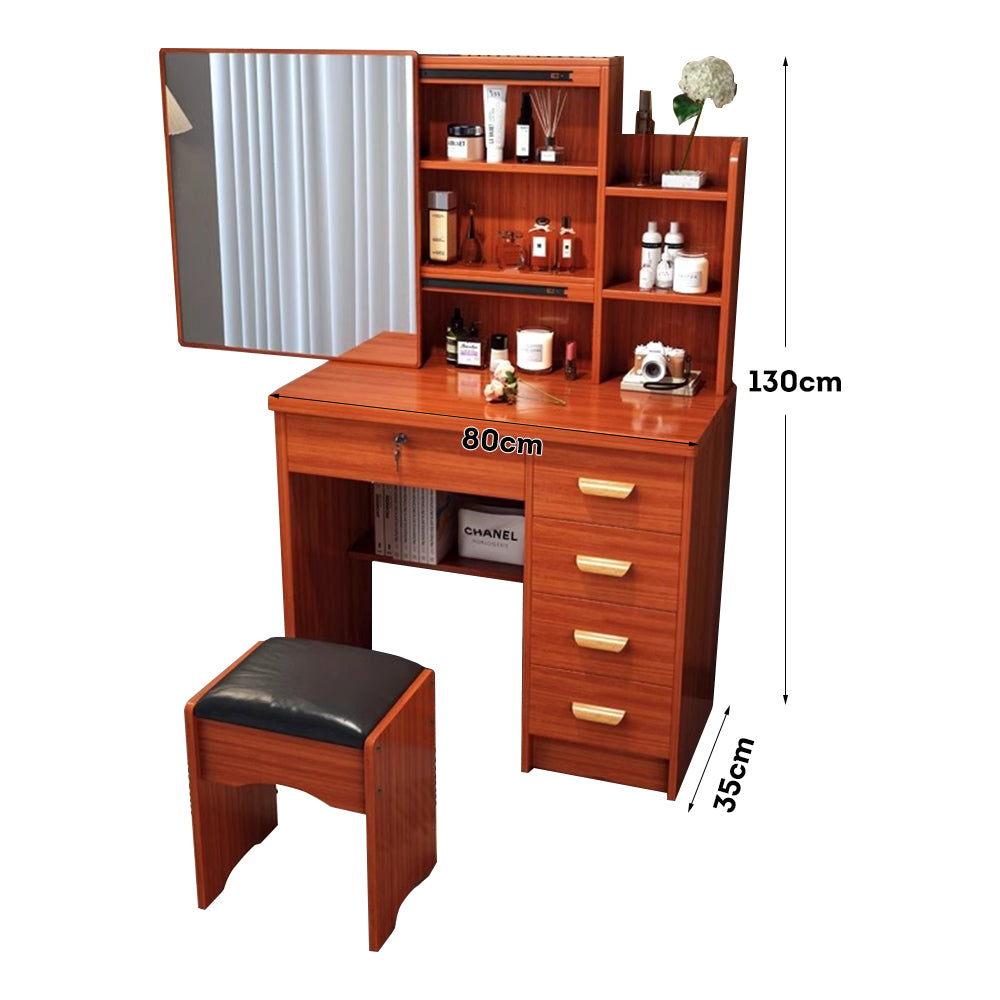 LIVARA 198 80CM Length Sliding Large Mirror Dressing Table With Stool Or LED Light