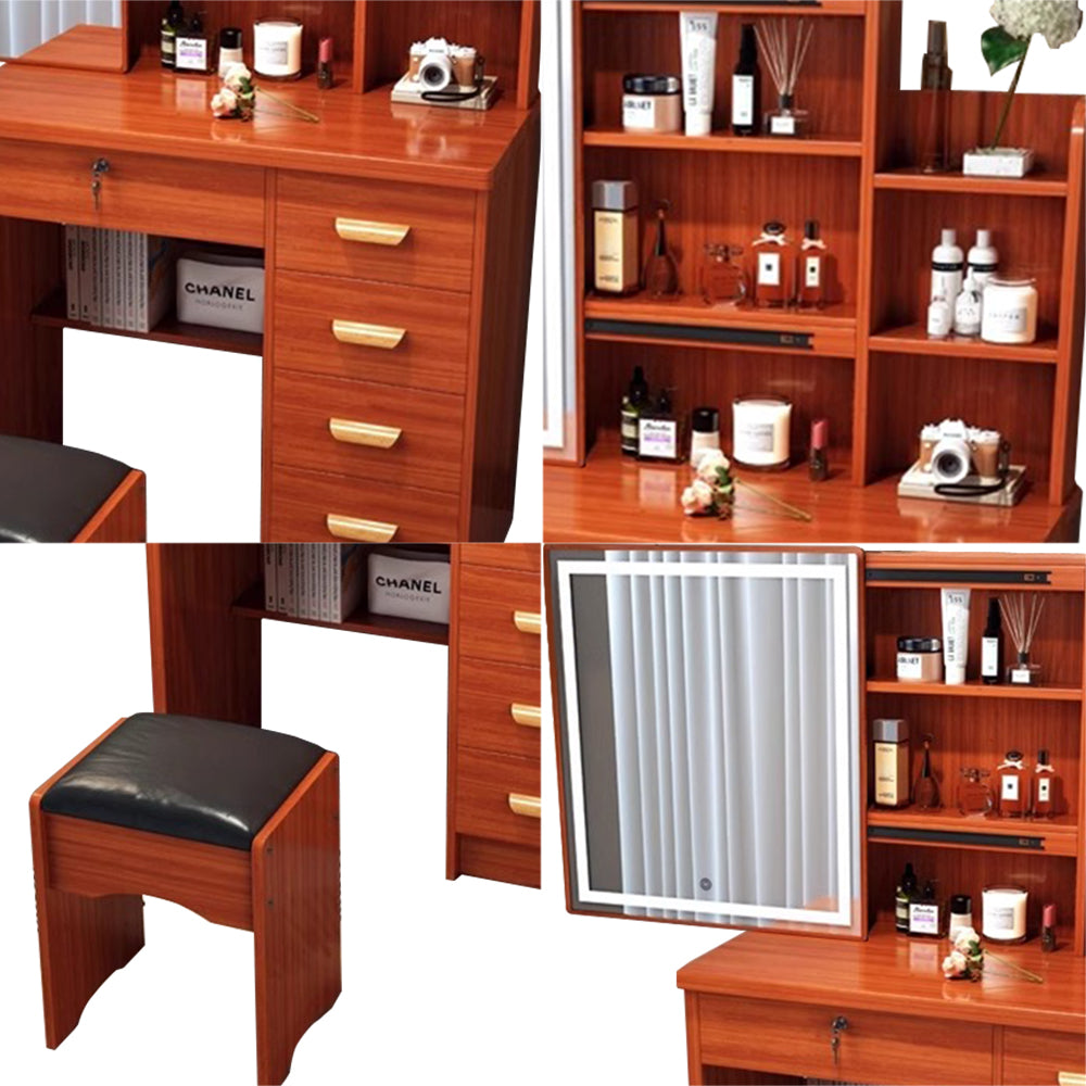 LIVARA 198 80CM Length Sliding Large Mirror Dressing Table With Stool Or LED Light