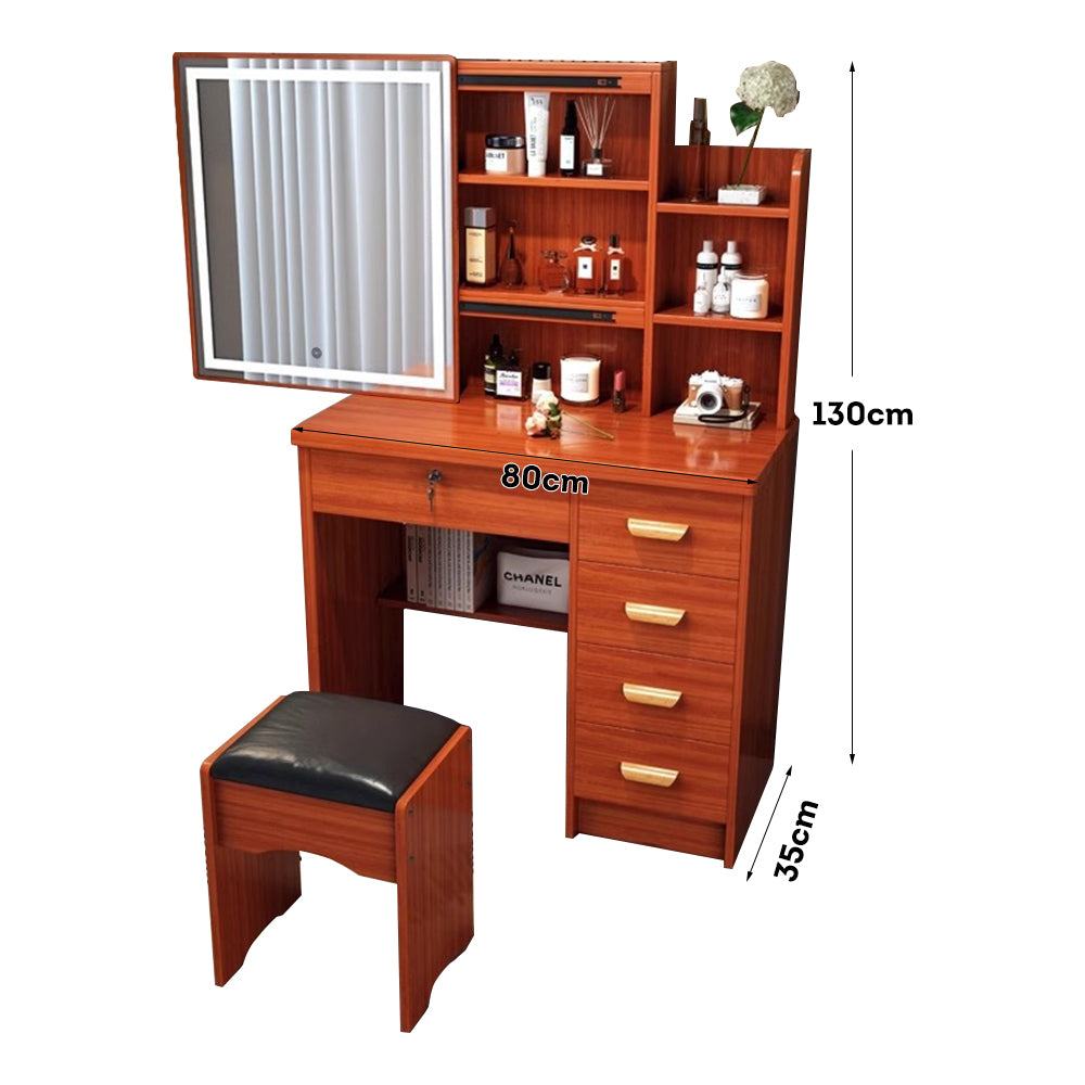 LIVARA 198 80CM Length Sliding Large Mirror Dressing Table With Stool Or LED Light