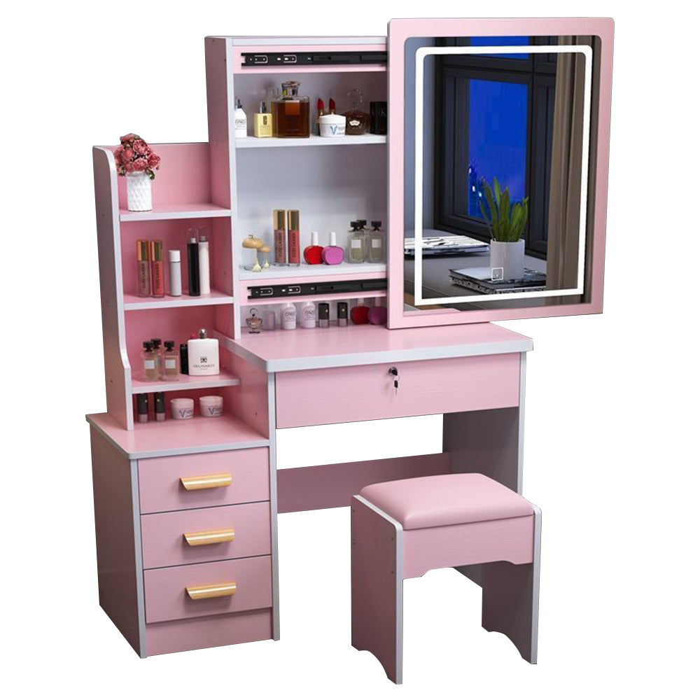 LIVARA 80/100CM Length Sliding Large Mirror Dressing Table With Stool