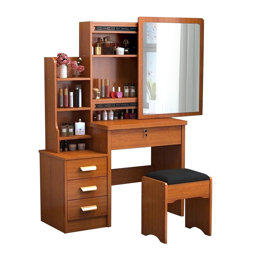 LIVARA 80/100CM Length Sliding Large Mirror Dressing Table With Stool