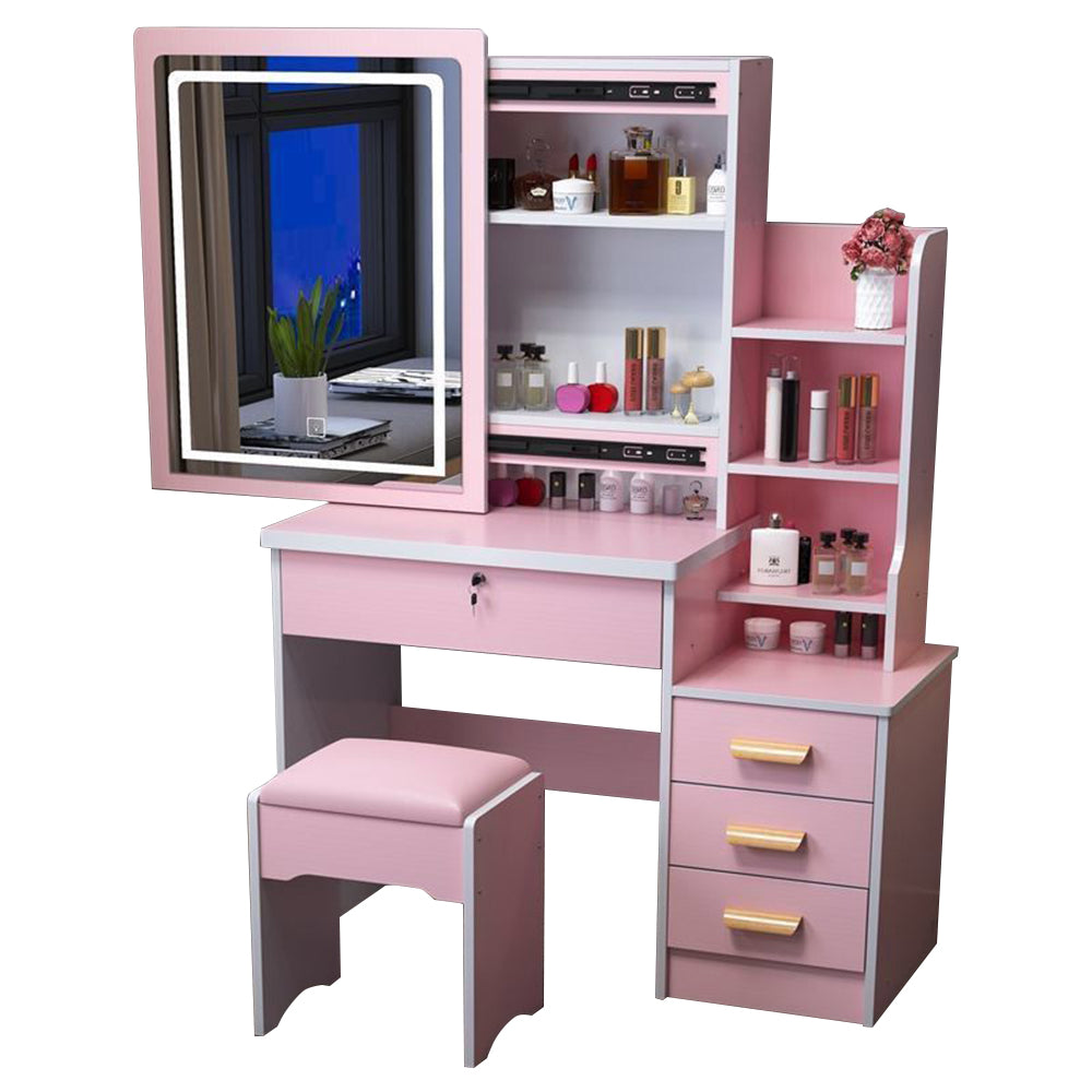 LIVARA 80/100CM Length Sliding Large Mirror Dressing Table With Stool