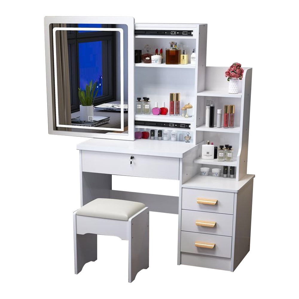 LIVARA 80/100CM Length Sliding Large Mirror Dressing Table With Stool