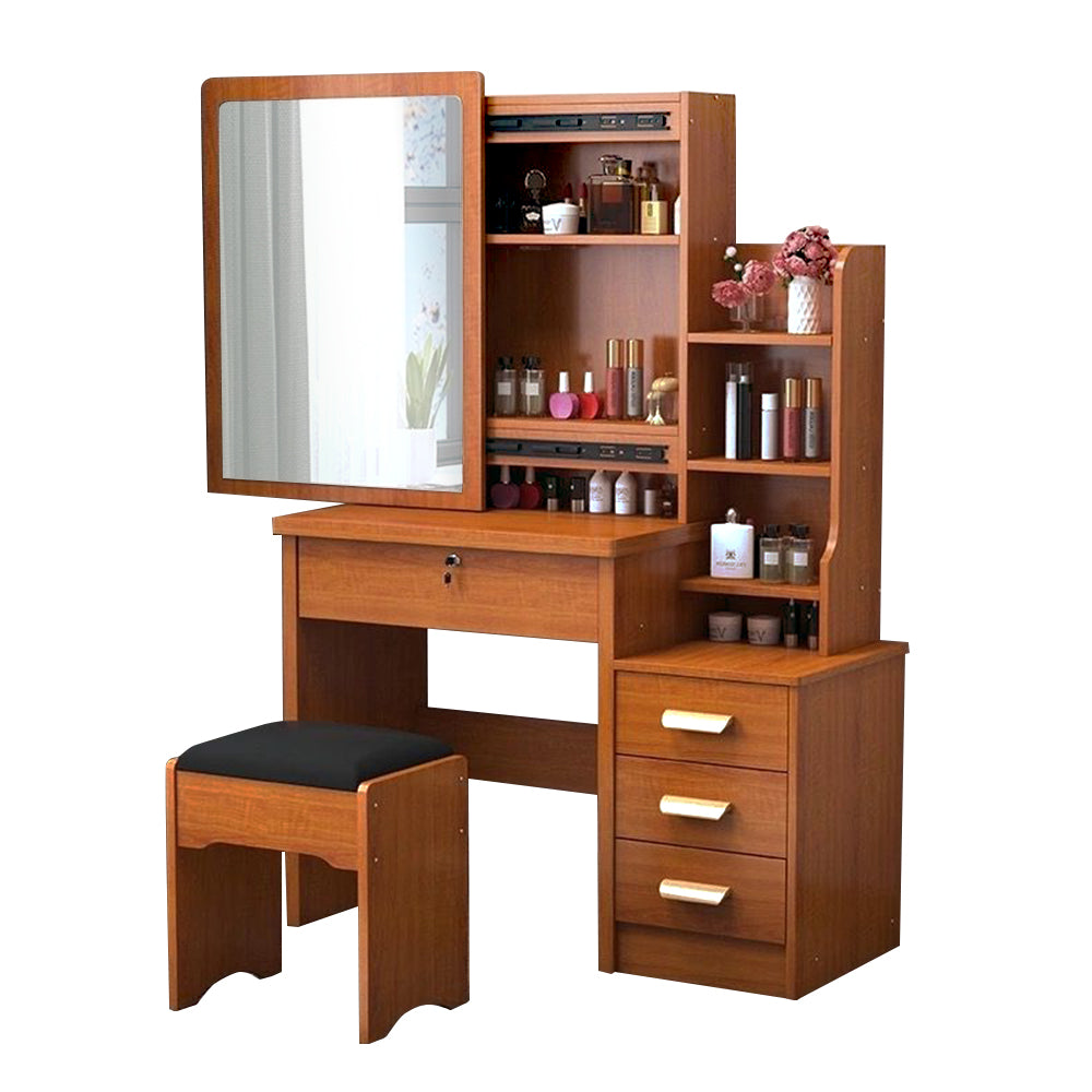 LIVARA 80/100CM Length Sliding Large Mirror Dressing Table With Stool