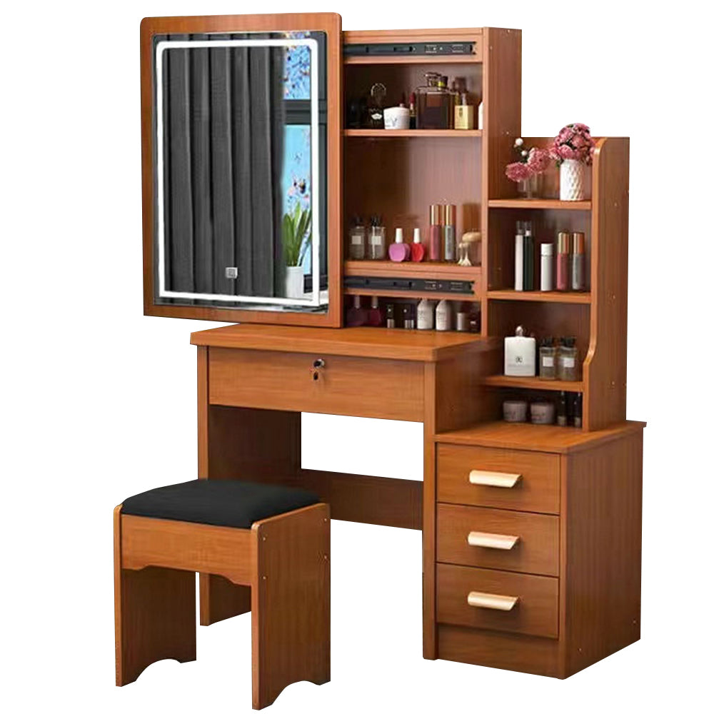 LIVARA 80/100CM Length Sliding Large Mirror Dressing Table With Stool