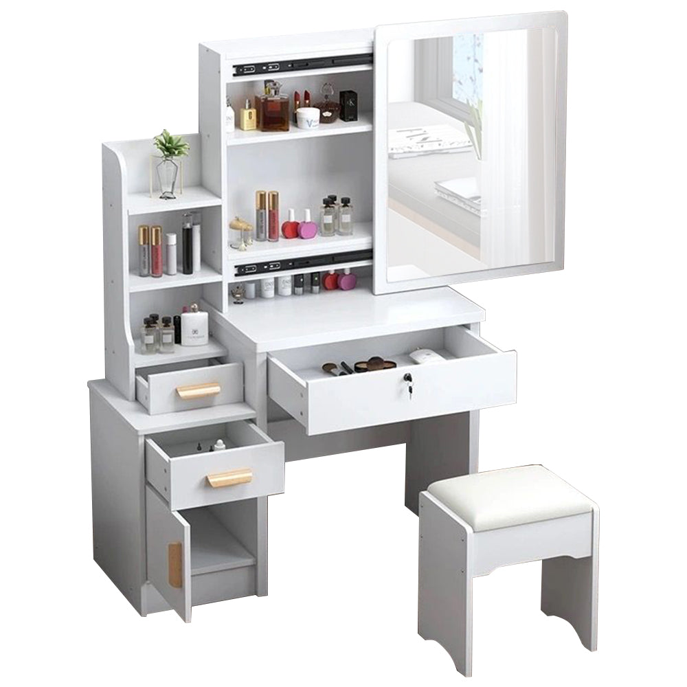 LIVARA 968 80CM Length Sliding Large Mirror Dressing Table With Stool