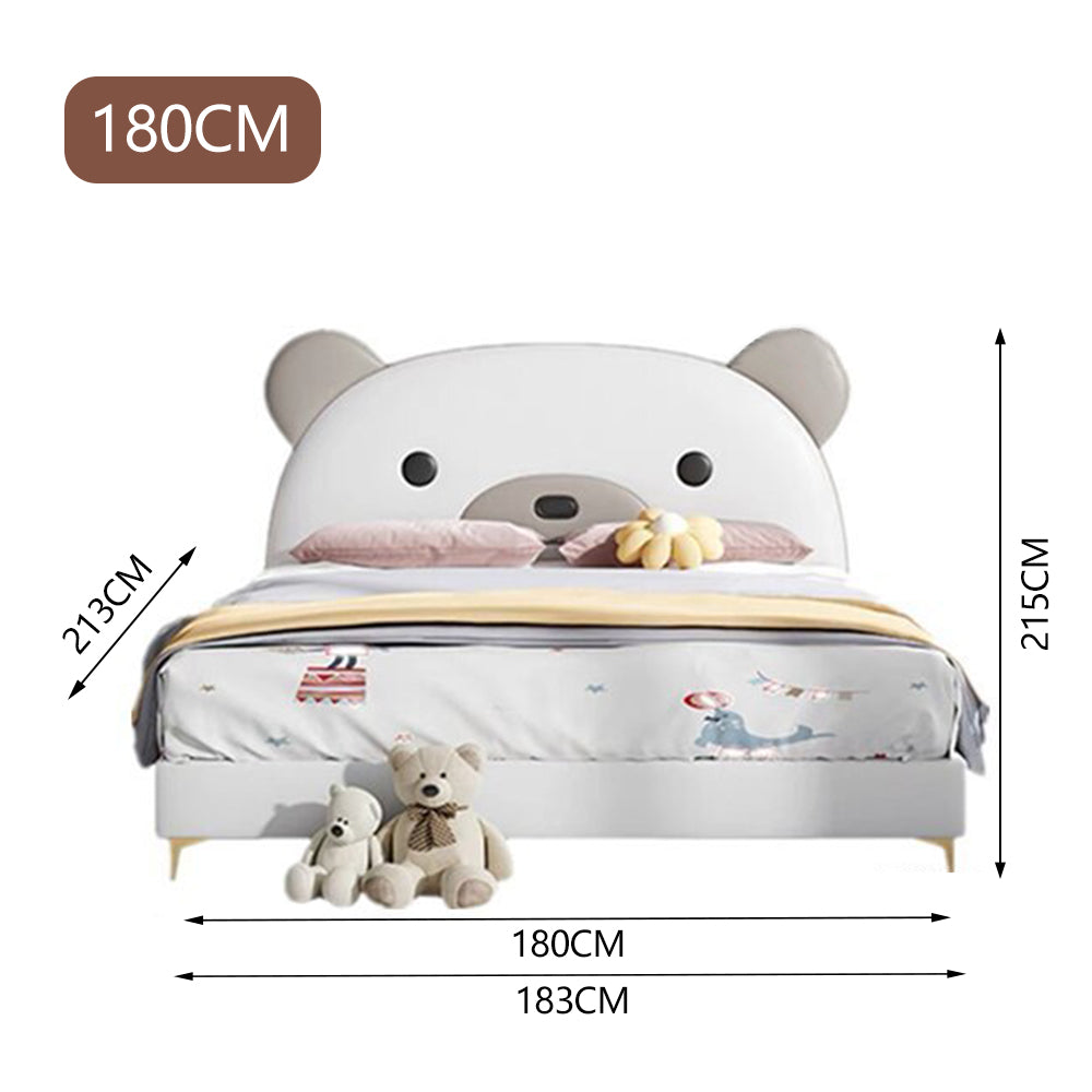 LUXORA B1412 150/180cm Solid Wood Frame Cartoon Bear-Shaped Kids Bed