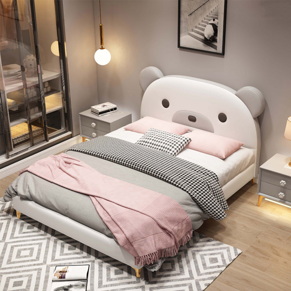 LUXORA B1412 150/180cm Solid Wood Frame Cartoon Bear-Shaped Kids Bed