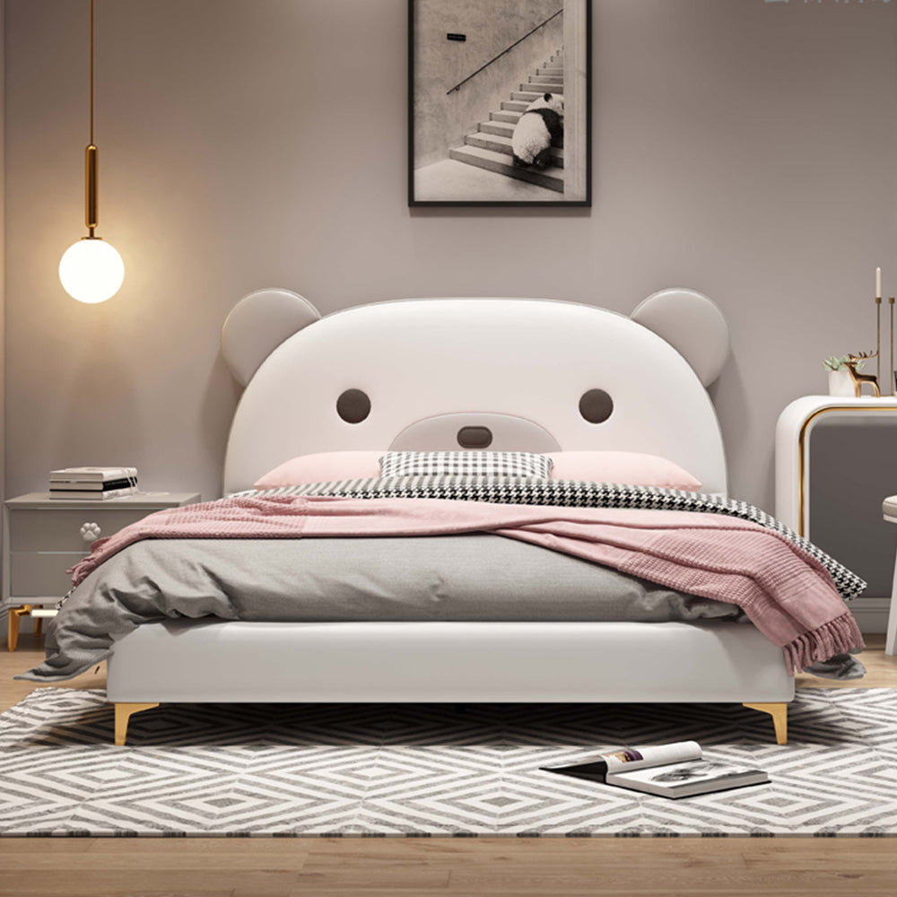 LUXORA B1412 150/180cm Solid Wood Frame Cartoon Bear-Shaped Kids Bed