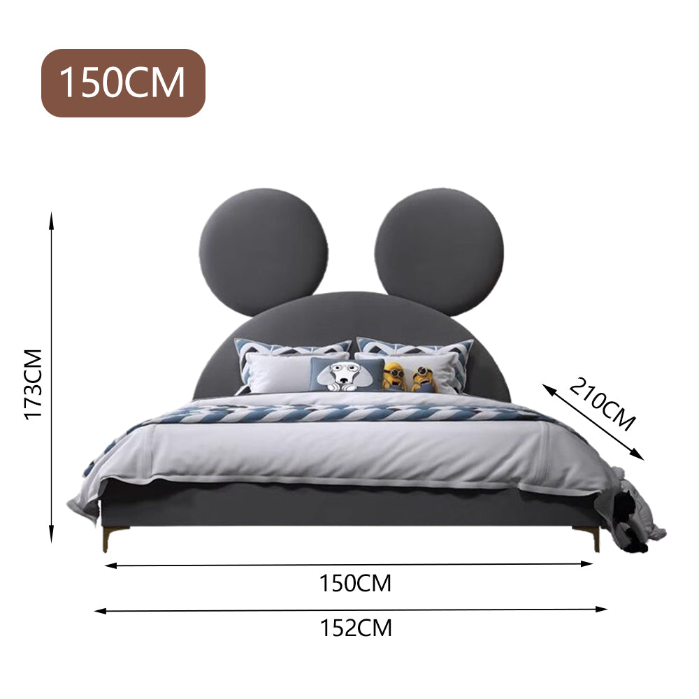 LUXORA CB1112 150/180cm Solid Wood Frame Cartoon Mouse Ear-Shaped Children's Bed