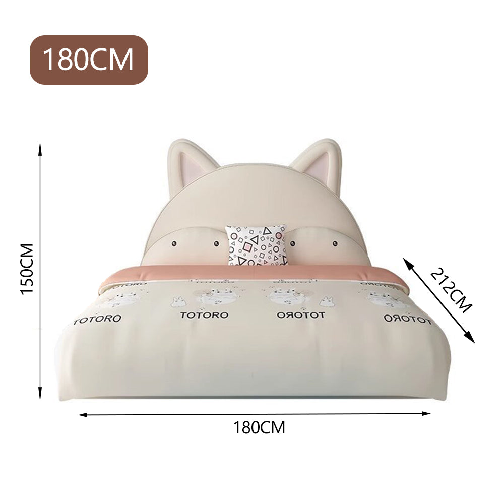 LUXORA CB1116 150/180cm Solid Wood Frame Cartoon Cat Ear-Shaped Kids Bed