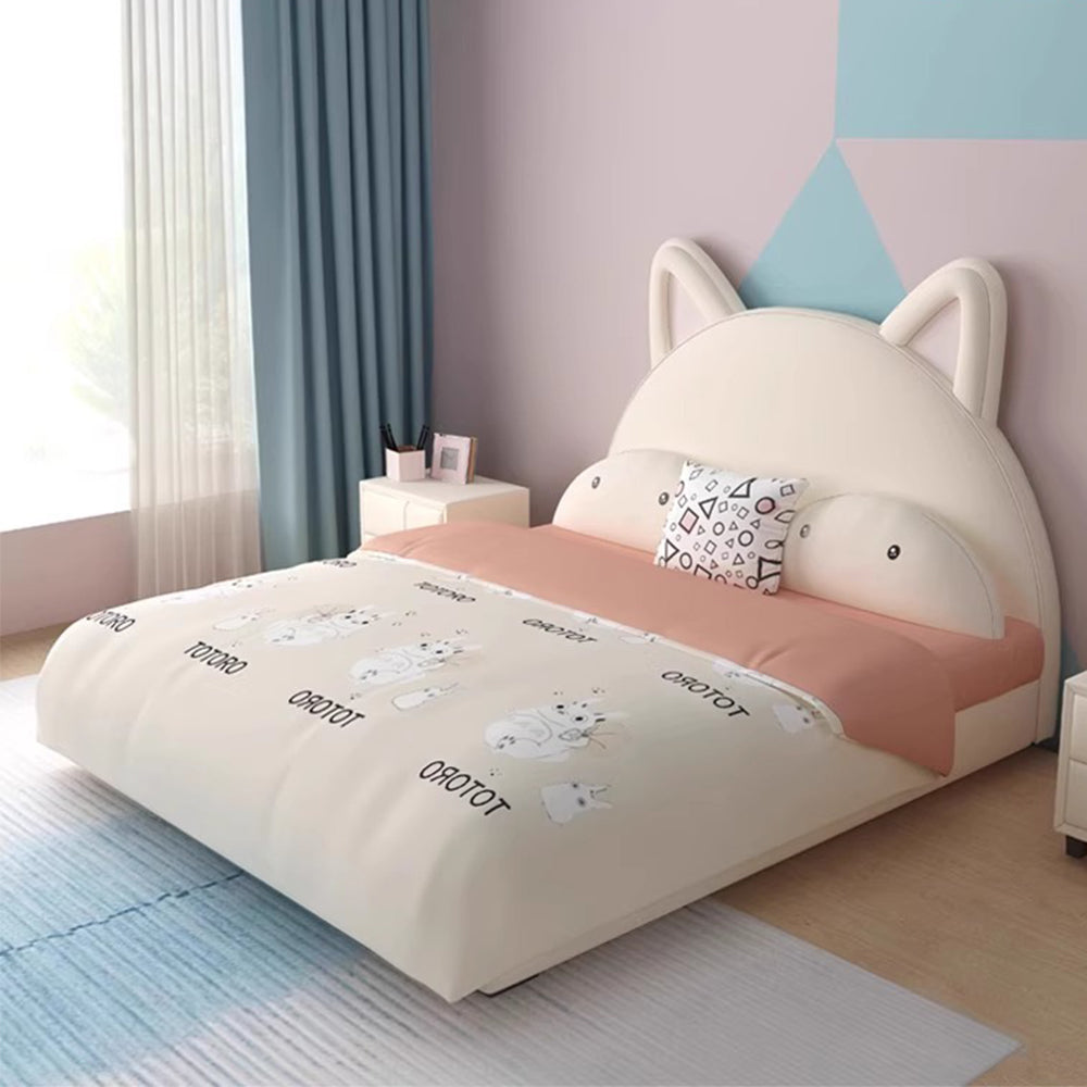 LUXORA CB1116 150/180cm Solid Wood Frame Cartoon Cat Ear-Shaped Kids Bed