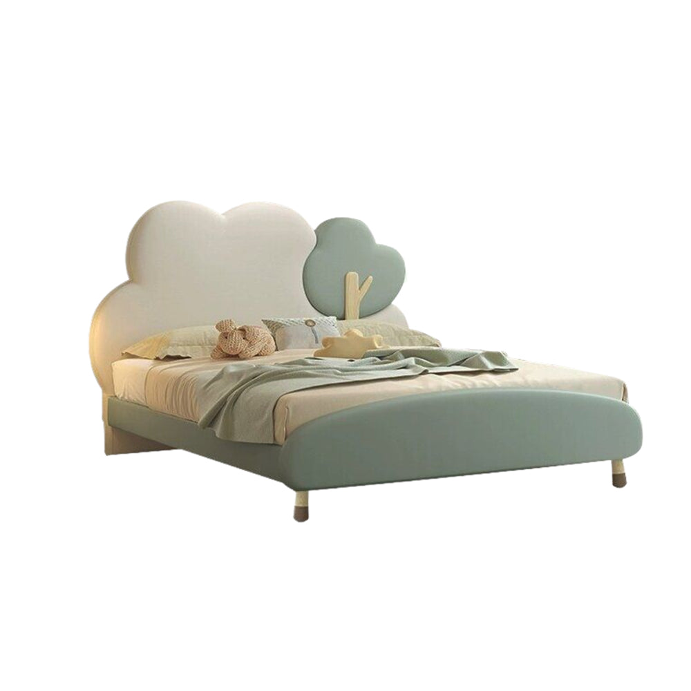 LUXORA CB1118 150/180cm Solid Wood Frame Cartoon Cloud-Shaped Kids Bed-Tech Fabric