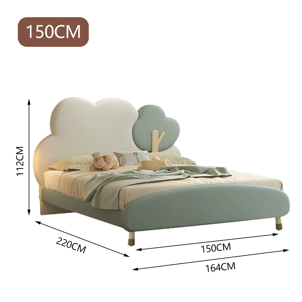 LUXORA CB1118 150/180cm Solid Wood Frame Cartoon Cloud-Shaped Kids Bed-Tech Fabric