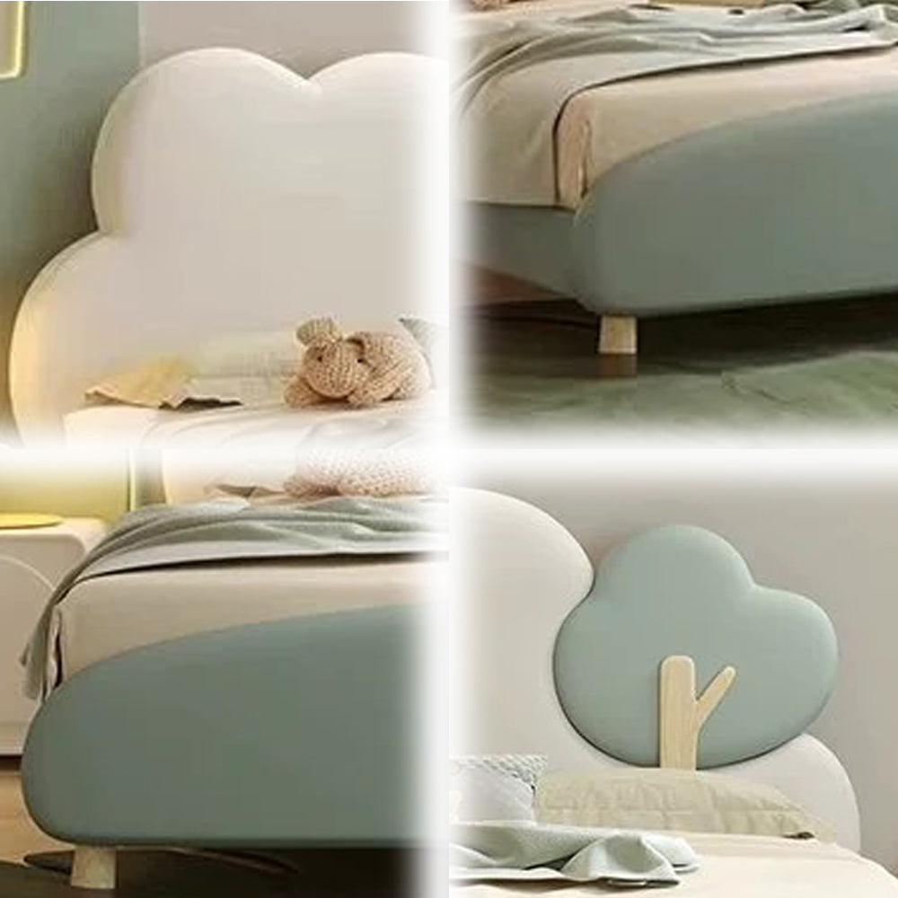 LUXORA CB1118 150/180cm Solid Wood Frame Cartoon Cloud-Shaped Kids Bed-Tech Fabric