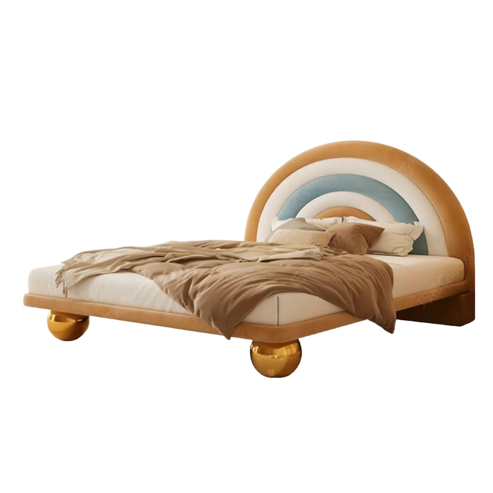 LUXORA CB1144 150/180cm Solid Wood Frame Cartoon Rainbow-Shaped Kids Bed