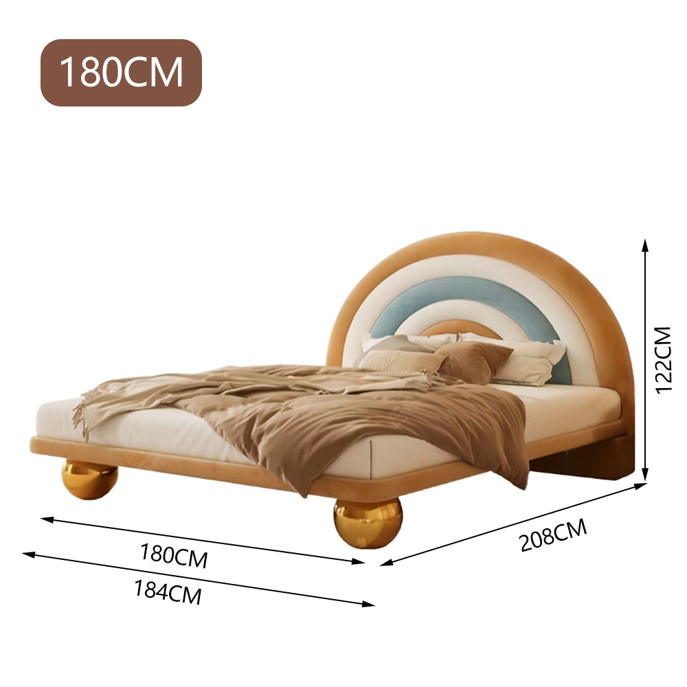 LUXORA CB1144 150/180cm Solid Wood Frame Cartoon Rainbow-Shaped Kids Bed