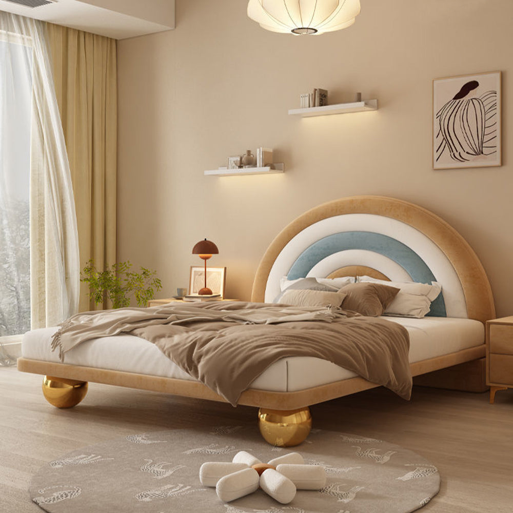 LUXORA CB1144 150/180cm Solid Wood Frame Cartoon Rainbow-Shaped Kids Bed