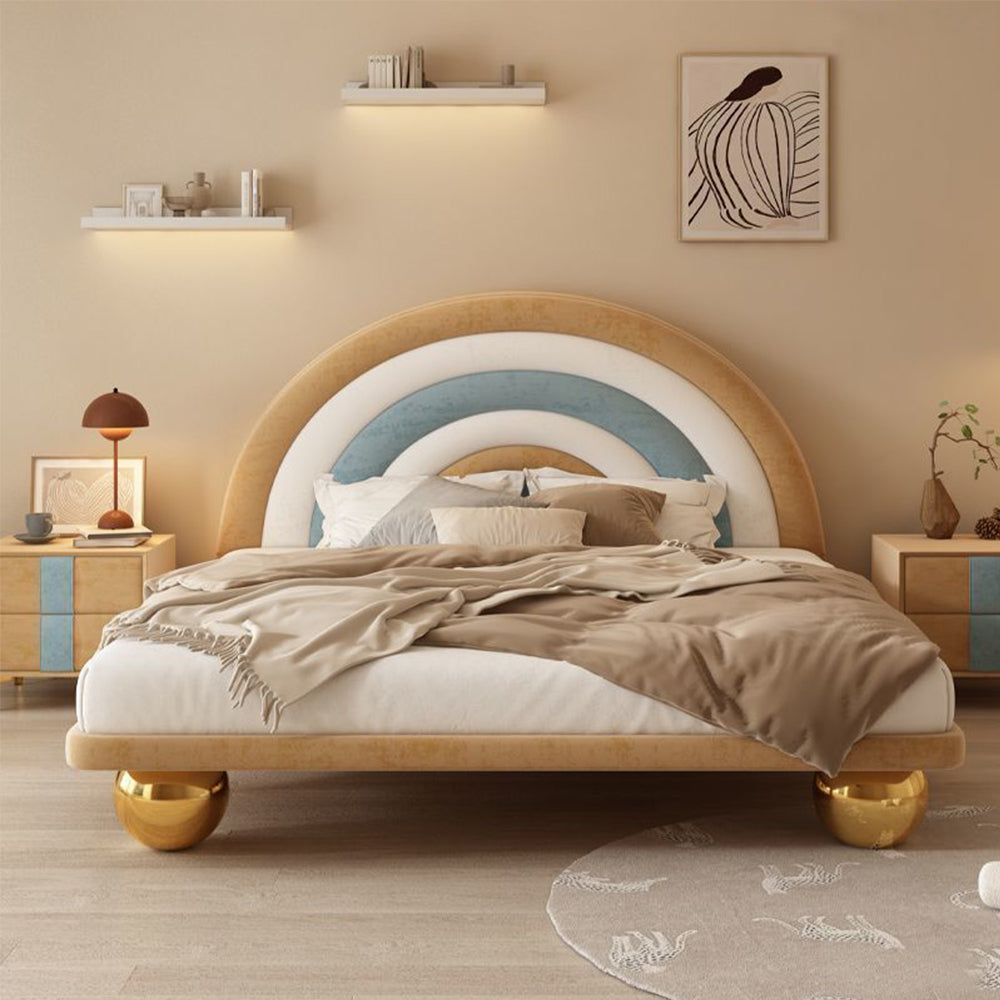 LUXORA CB1144 150/180cm Solid Wood Frame Cartoon Rainbow-Shaped Kids Bed