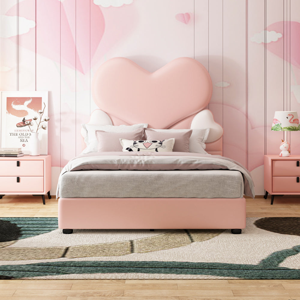 LUXORA CB1148 150/180cm Solid Wood Frame Cartoon Heart-Shaped Kids Bed