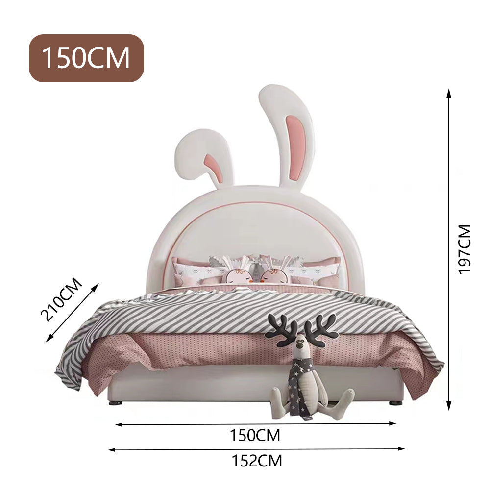 LUXORA CB1194 150/180cm Solid Wood Frame Cartoon Little Bunny Ear-Shape Kids Bed