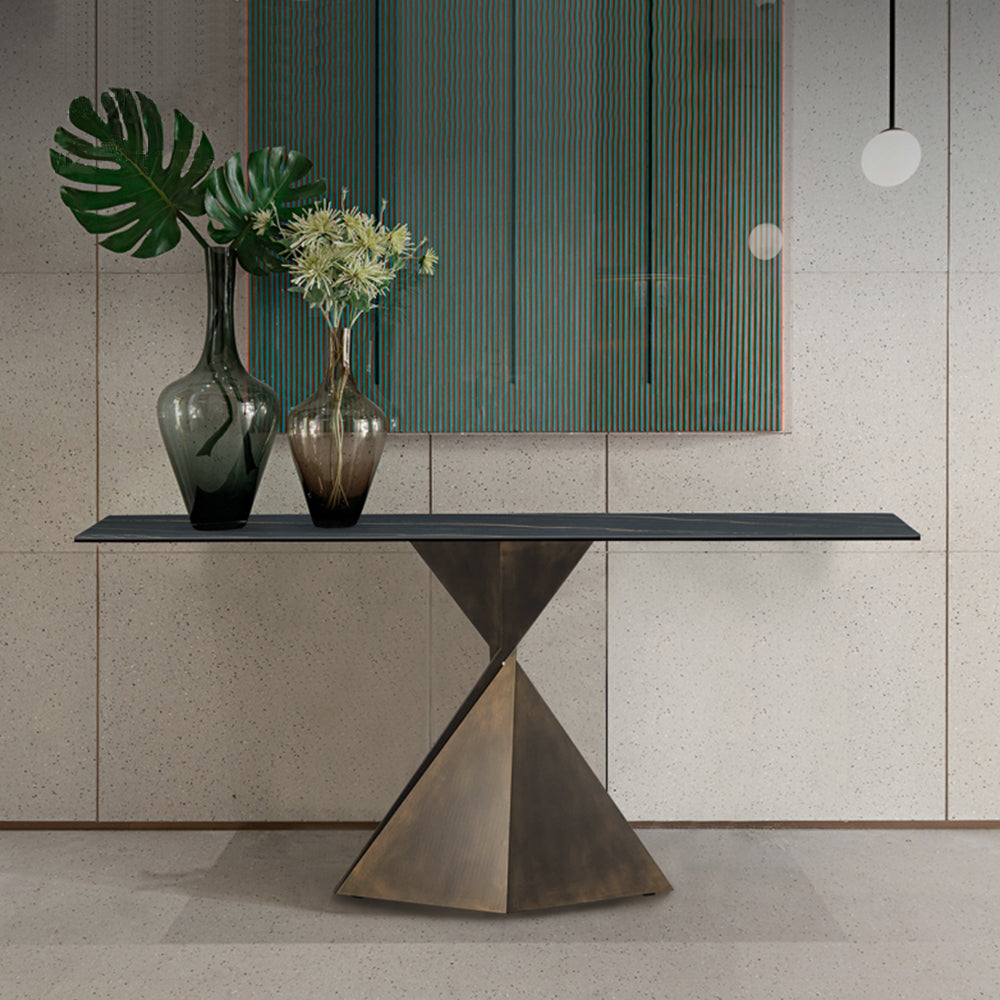 LUXORA CC1012 100/120/140cm Minimalist Style Sintered Stone Top Geometric Design Console Table